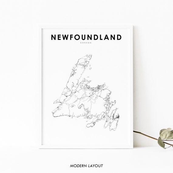 Newfoundland Canada Map Print, St Johns NL Poster
