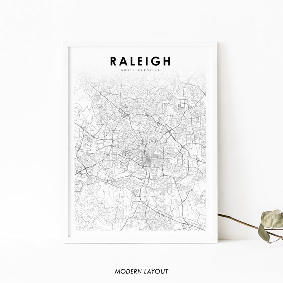 Raleigh NC Map Art Print, North Carolina City Map