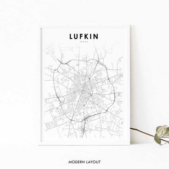 Lufkin Tx Map Print Texas Usa Art Poster Angelina County City Street Road Nursery Room Wall Office Decor