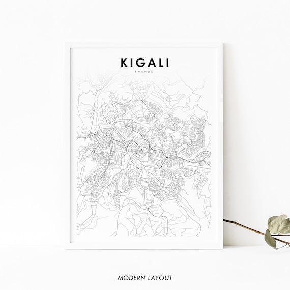 Kigali Rwanda Minimal Street Map City Art Modern Travel Poster