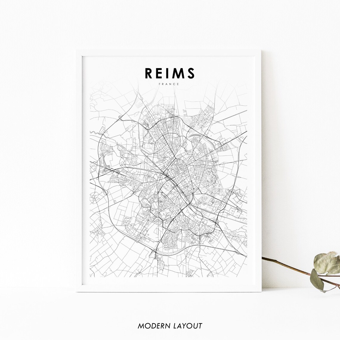 Reims France Map Print, Nursery Room Wall Decor