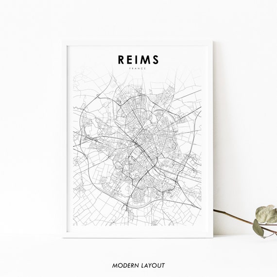 Reims France Map Print, Nursery Room Wall Decor