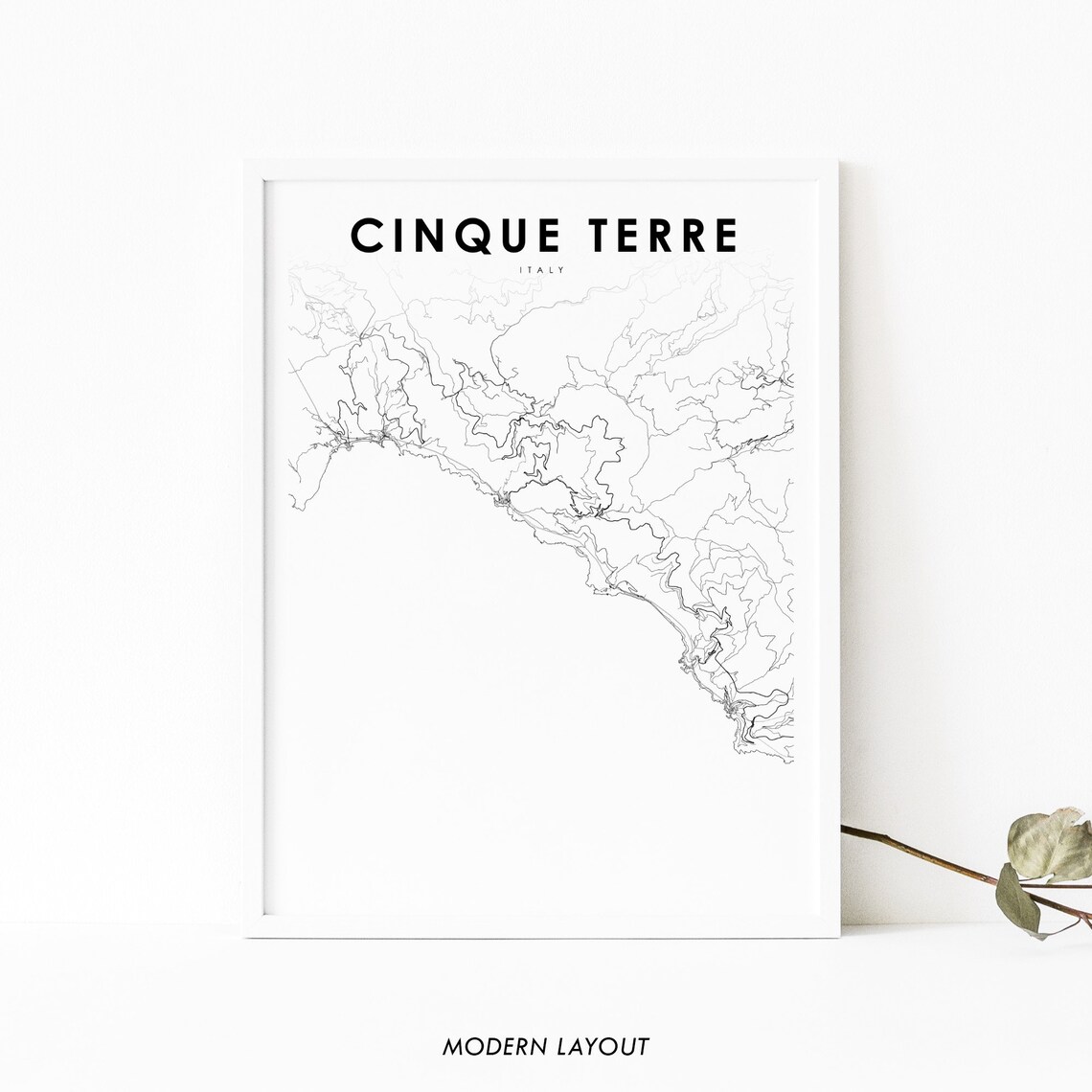 Cinque Terre Italy Map Print, Liguria Travel Poster