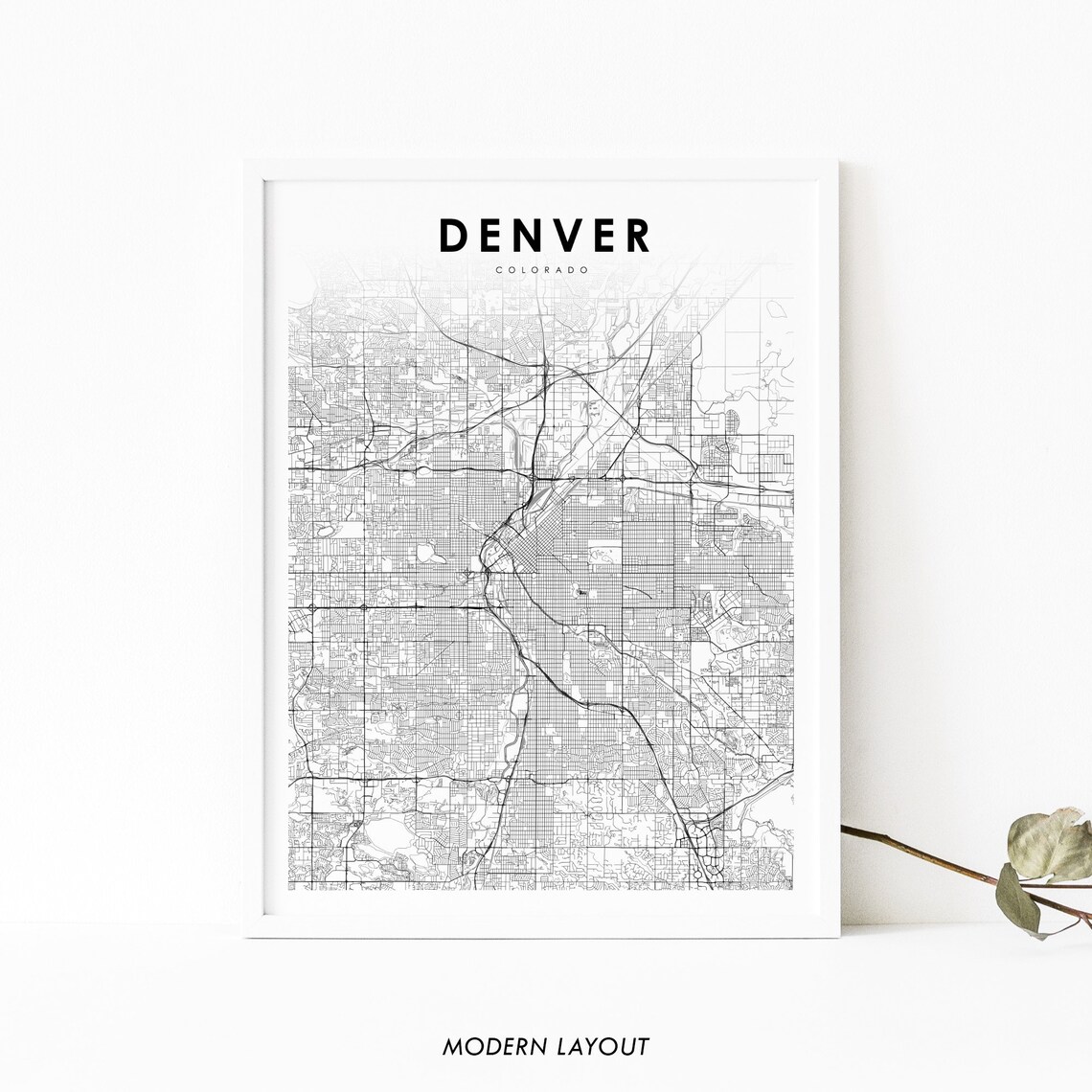 Denver Area Co Map Print, Colorado City Road Poster