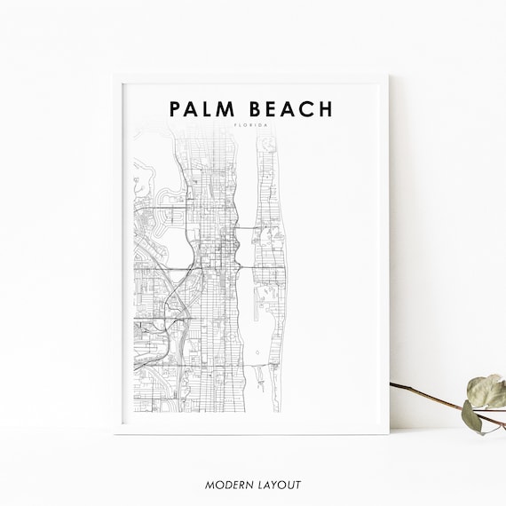 Palm Beach Fl Map Print Florida Usa Art Poster Lake Worth City Street Road Nursery Room Office Wall Decor