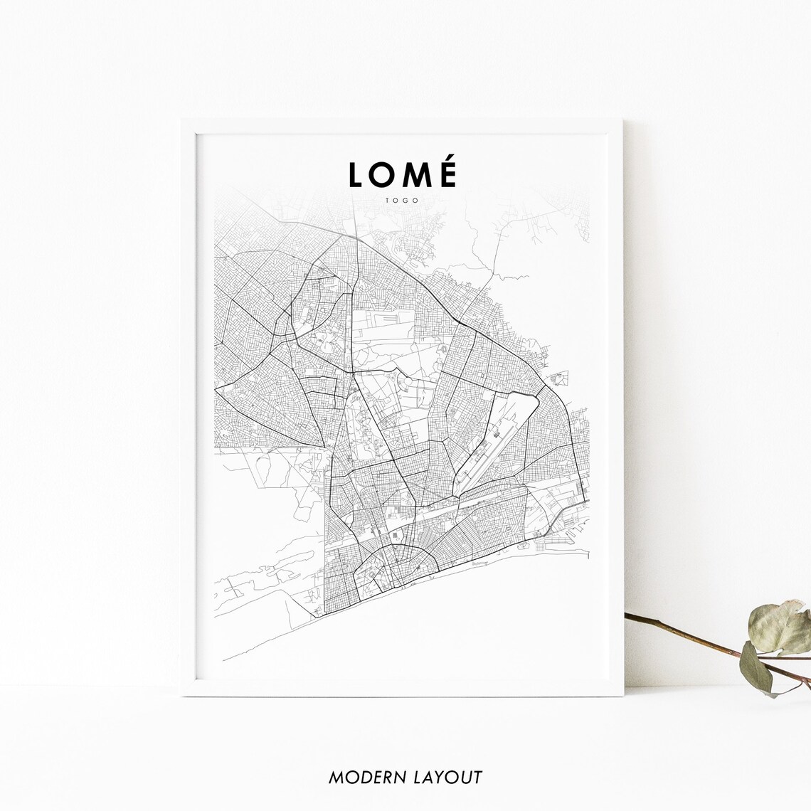 Lome Togo Map Print, Nursery Room Art Poster