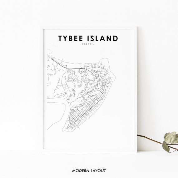 Tybee Island, GA Map Art Print, Georgia USA