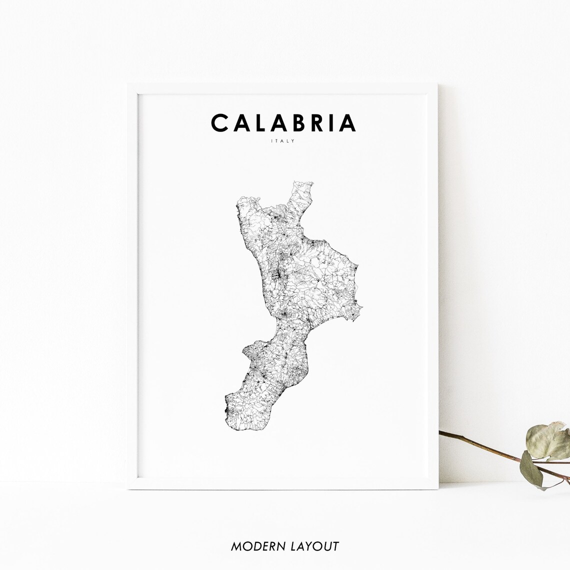 Calabria Italy Map Art Print, Nursery Room Decor