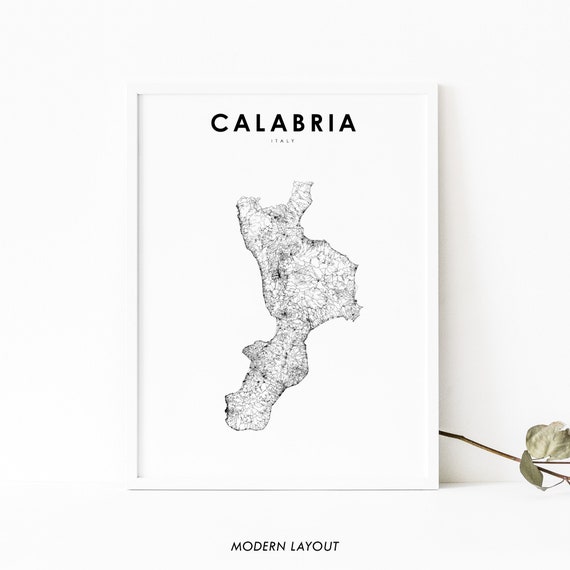 Calabria Italy Map Art Print, Nursery Room Decor