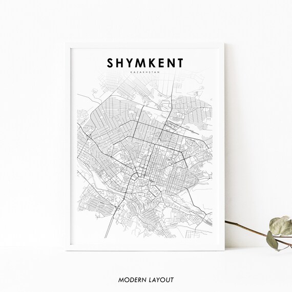 Shymkent Kazakhstan Map Print Art Poster City Street Nursery Room Wall Office Decor