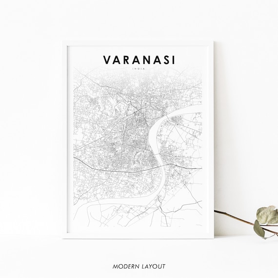 Varanasi India Minimalist City Street Map Modern Layout Poster