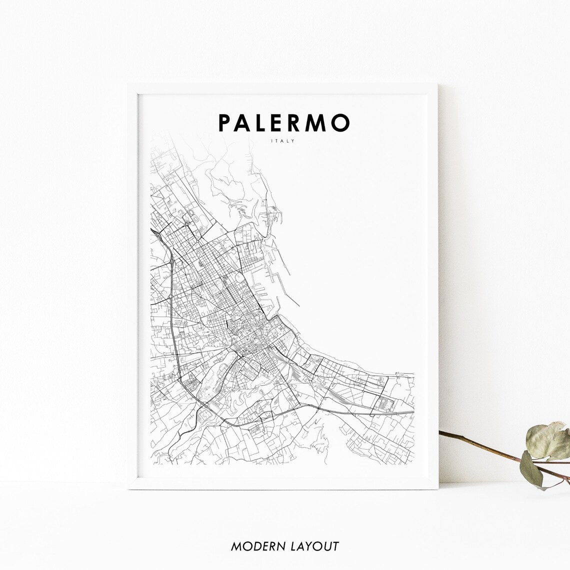 Palermo Italy Map Print, Sicily City Poster