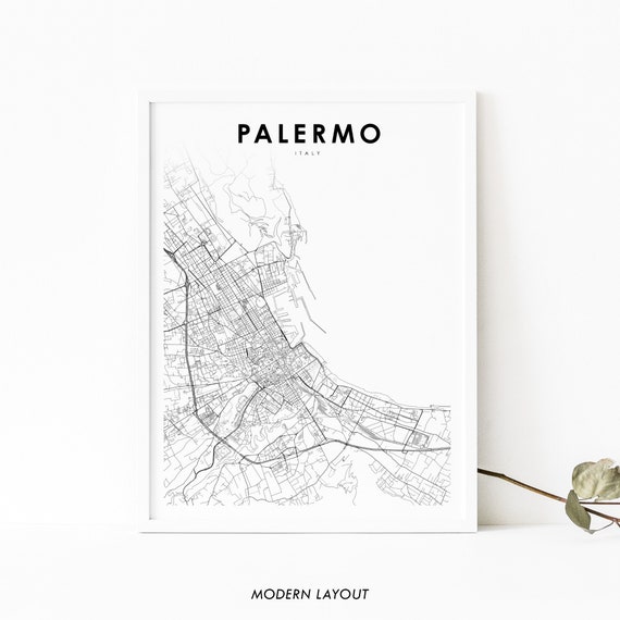 Palermo Italy Map Print, Sicily City Poster