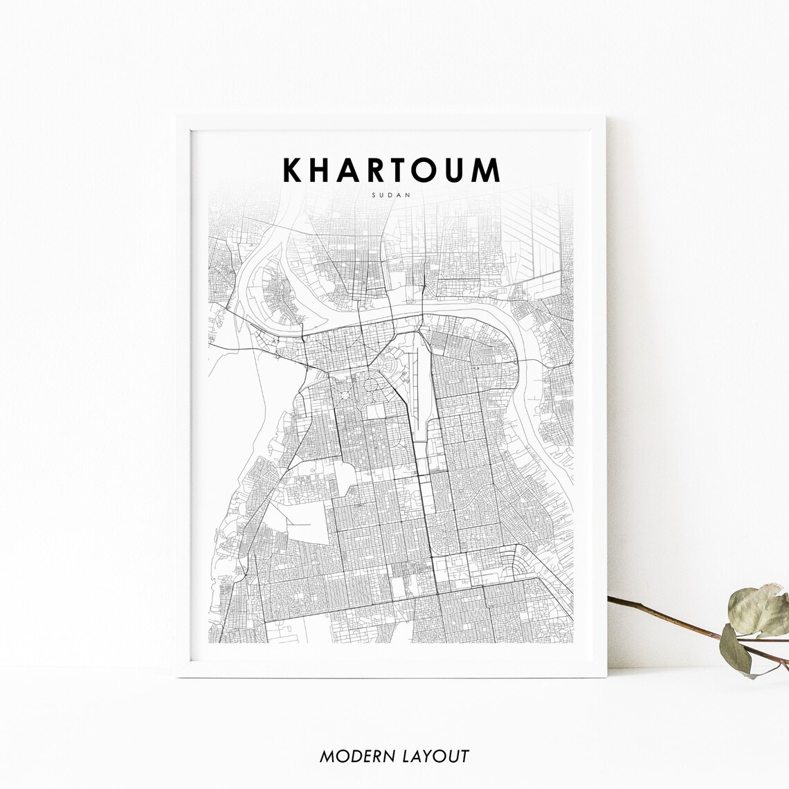 Khartoum Sudan Map Poster, Nursery Room Decor