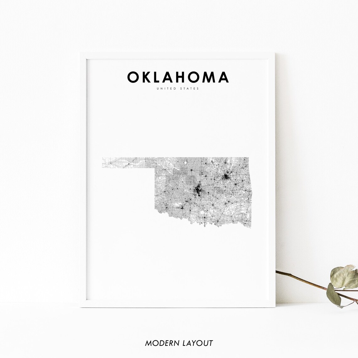 Oklahoma Map Print, Nursery Room Wall Art Poster