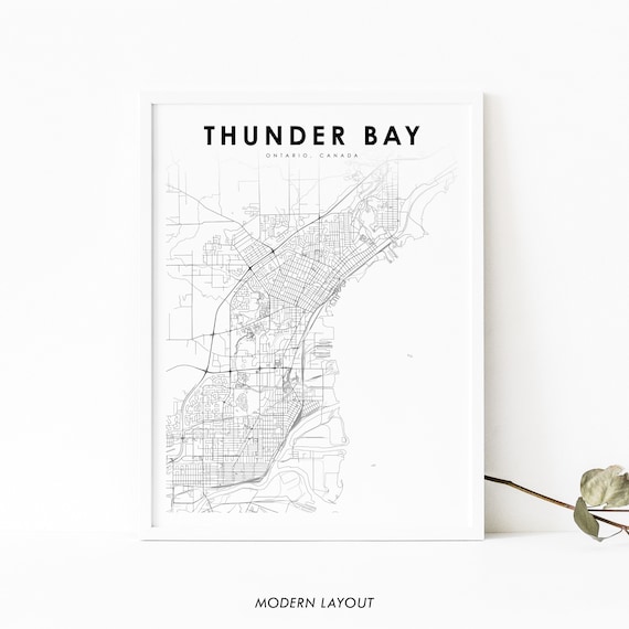 Thunder Bay Ontario Map Print On Canada Art Poster City Street Road Nursery Room Wall Office Decor