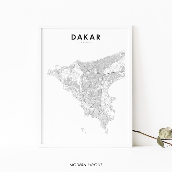 Dakar Senegal Map Art Print, City Street Road