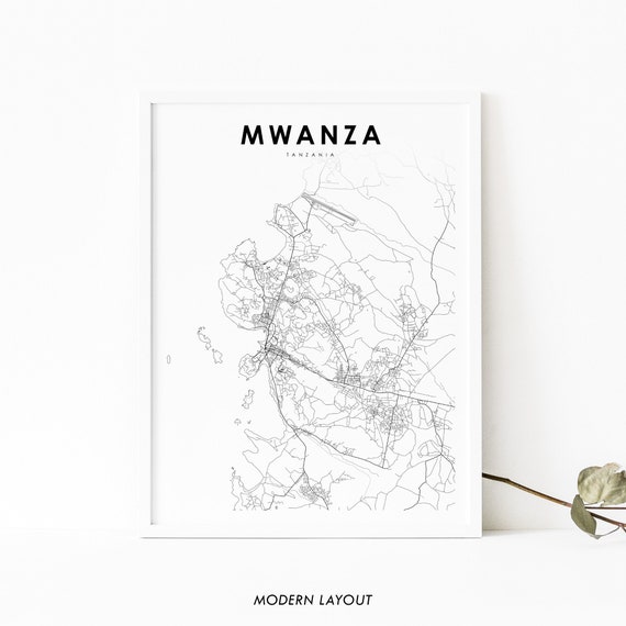 Mwanza Tanzania Map Art Print, Lake Victoria City