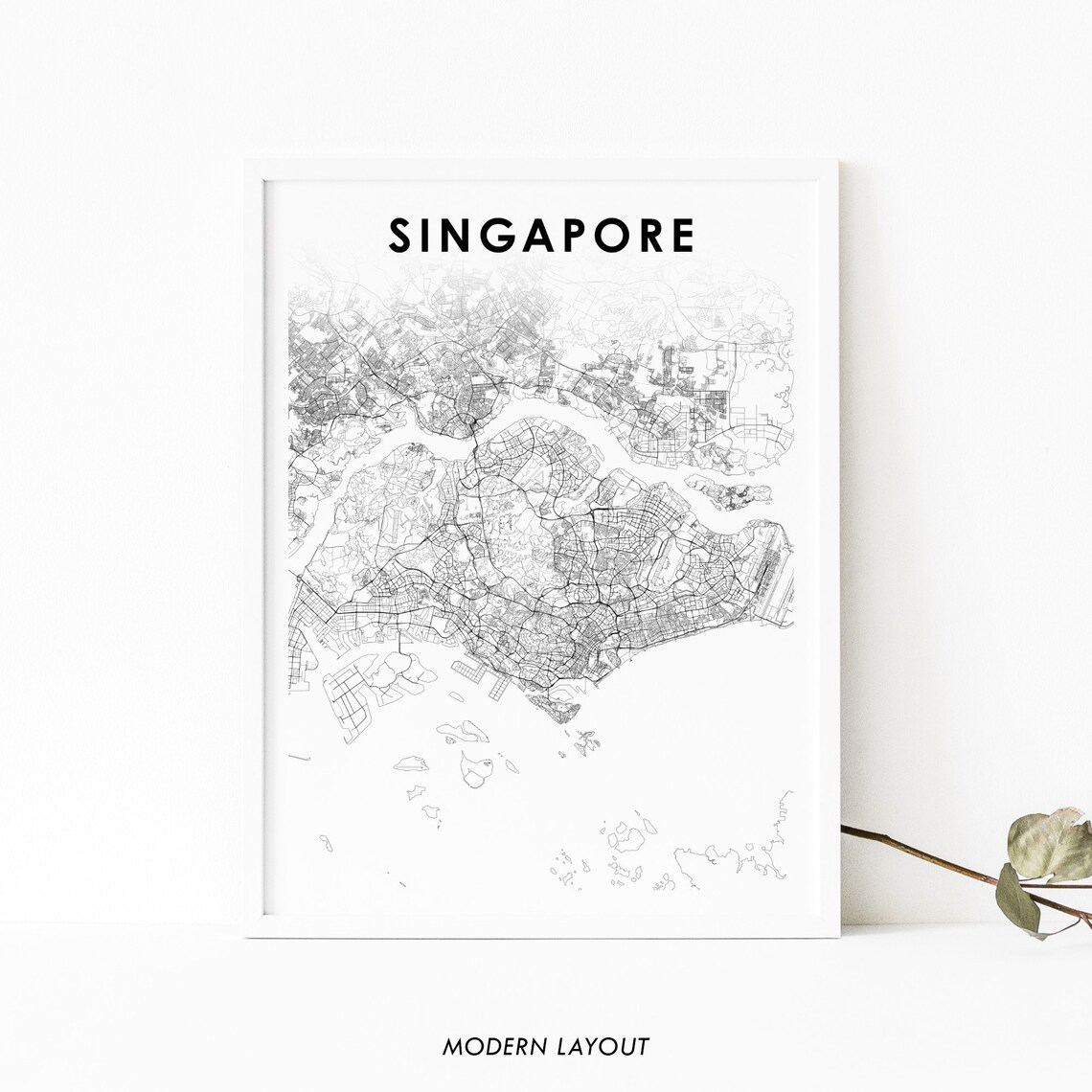 Singapore Map Art Poster, Nursery Room Wall Decor