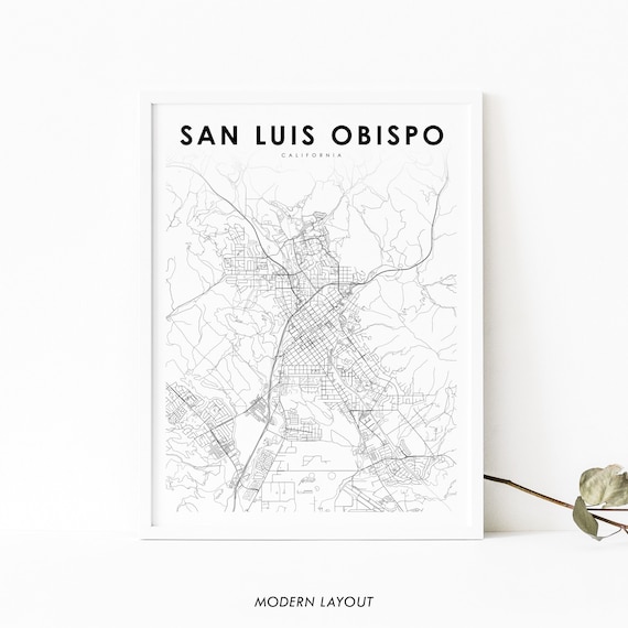 San Luis Obispo CA Map Poster, Nursery Room Decor