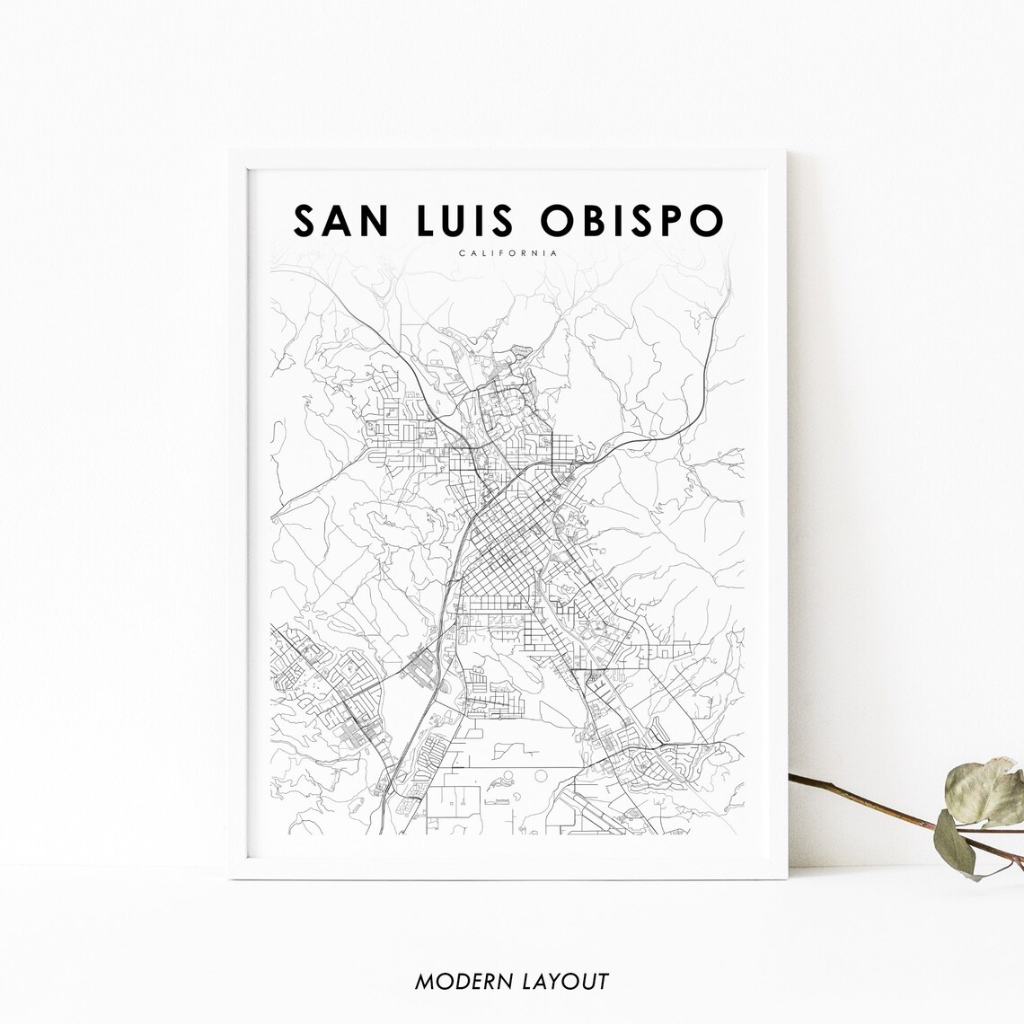San Luis Obispo CA Map Poster, Nursery Room Decor