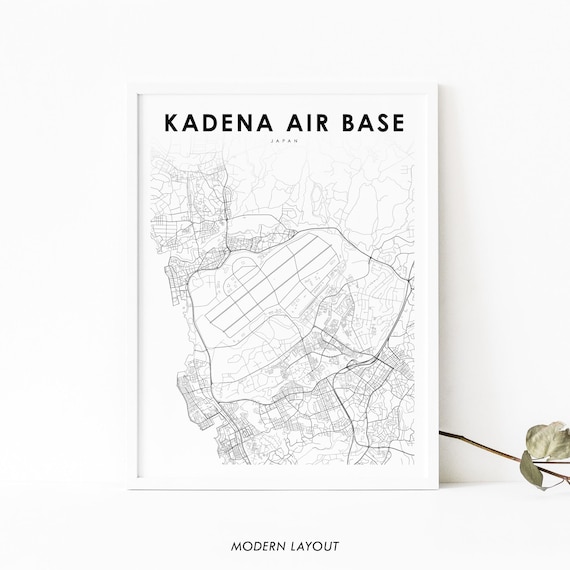 Kadena Air Base Okinawa Japan Street Map Black White Gift Poster