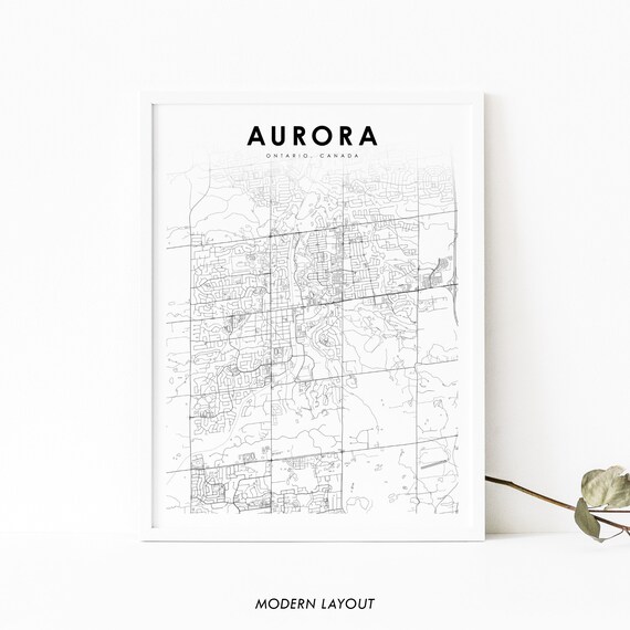 Aurora Ontario Map Print On Canada Art Poster Toronto Gta City Street Road Nursery Room Wall Office Decor