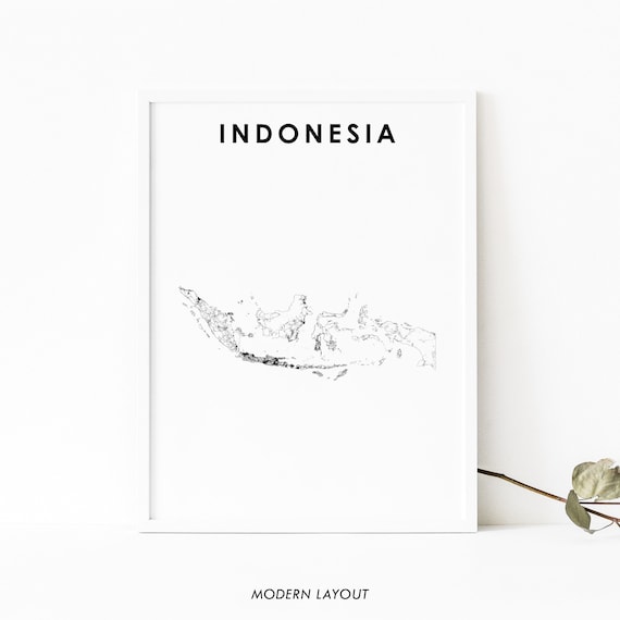 Indonesia Minimalist Country Map Modern Black Archipelago Poster