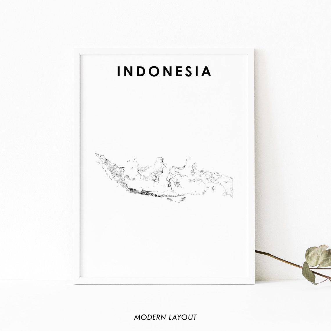 Indonesia Minimalist Country Map Modern Black Archipelago Poster
