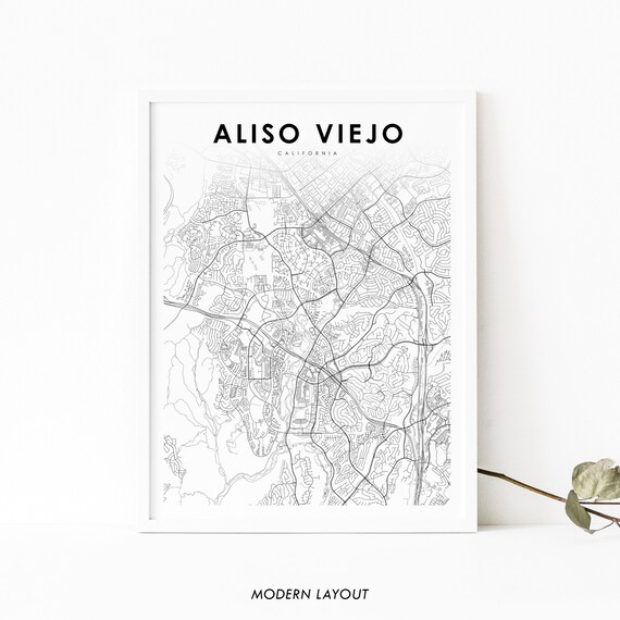 Aliso Viejo Ca Map Print Usa Art Poster San Joaquin City Street Nursery Room Wall Office Decor