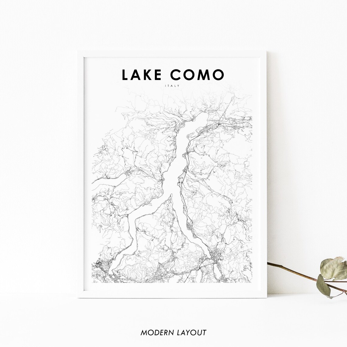 Lake Como Italy Map Art Print, City Street Road