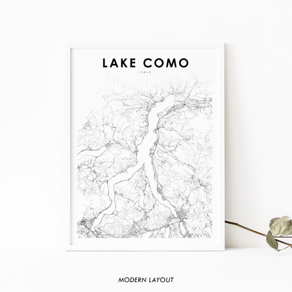 Lake Como Italy Map Art Print, City Street Road