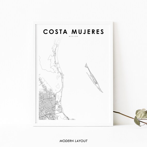 Costa Mujeres Mexico Map Print Grand Palladium Mxico Art Poster City Street Road Nursery Room Office Wall Decor