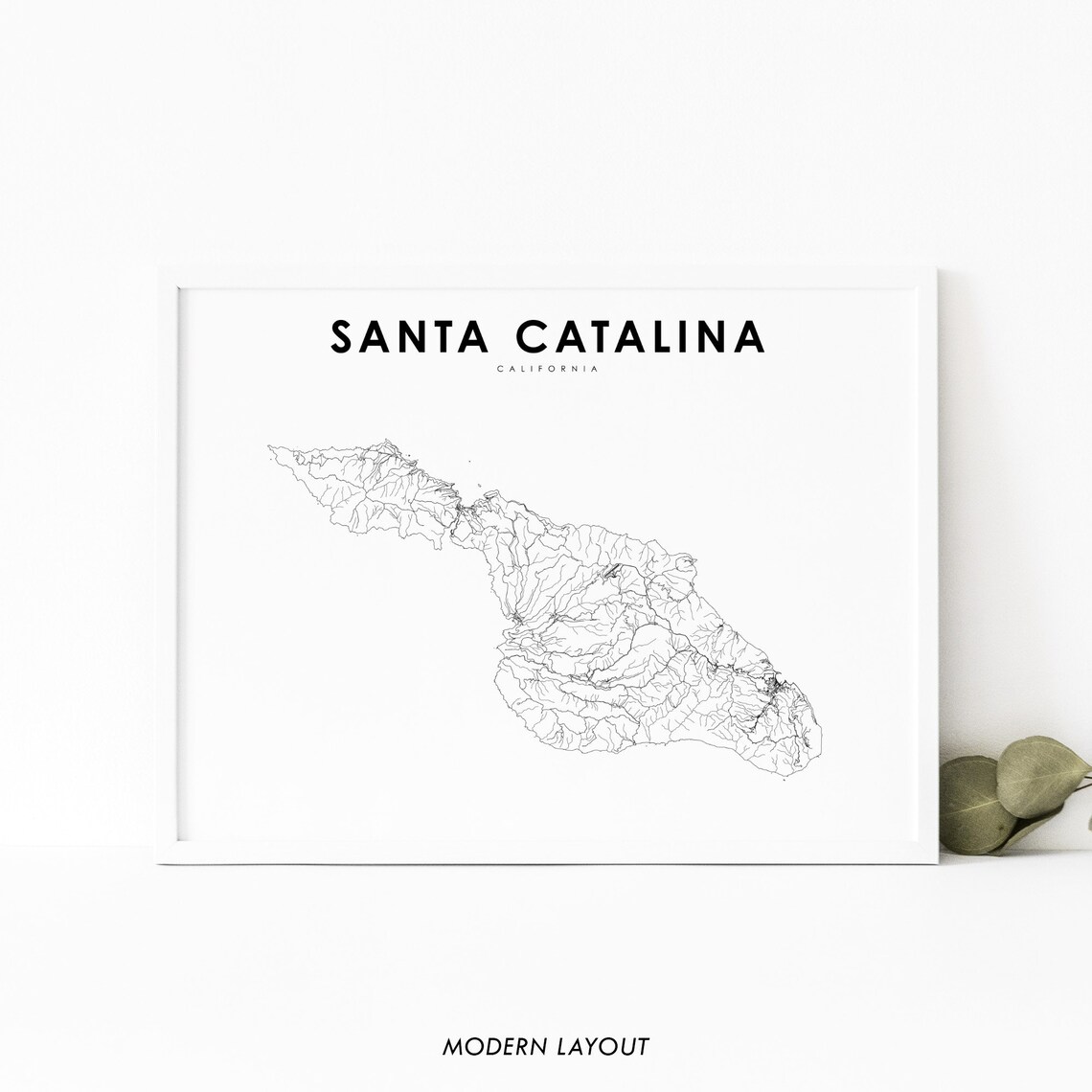 Santa Catalina Island Map Print, City Street Road Poster