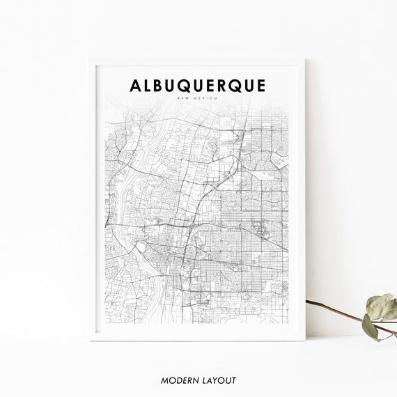 Albuquerque NM Map Art Print, New Mexico City Map
