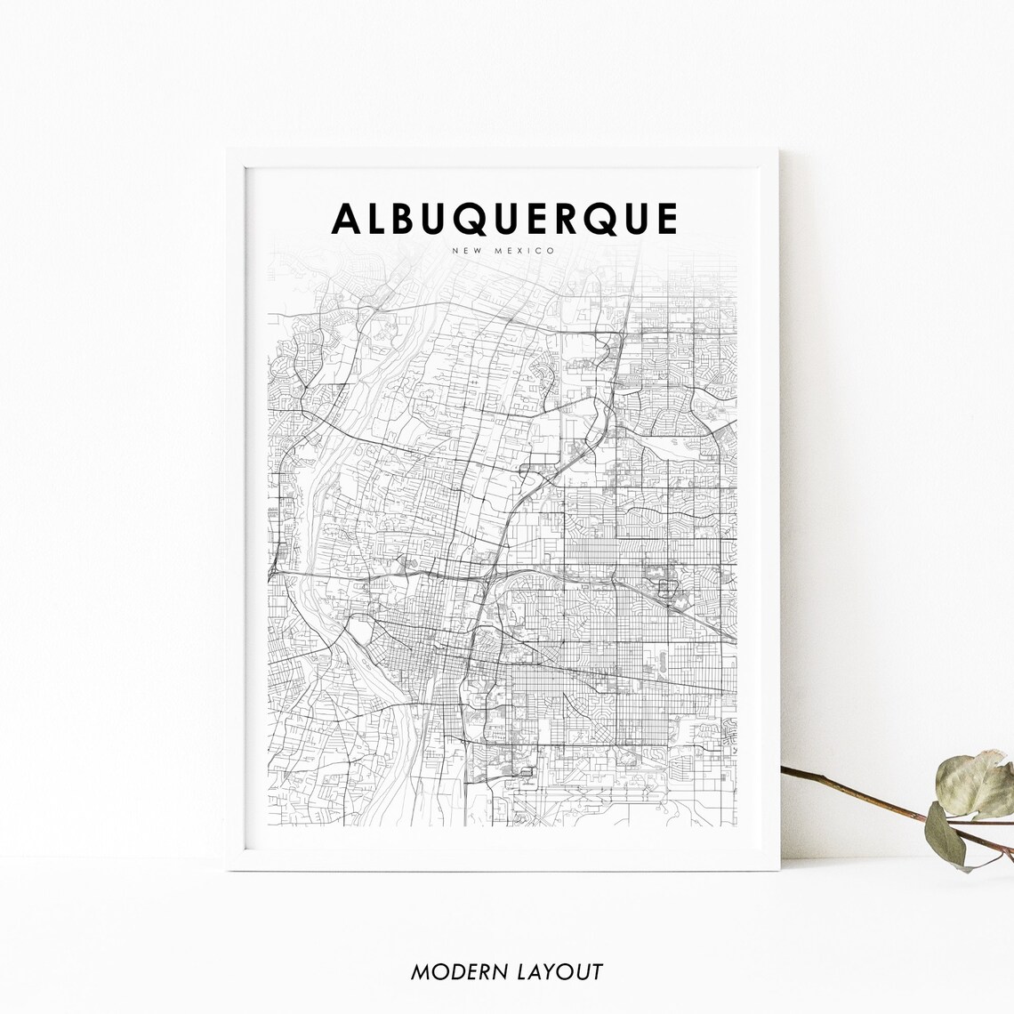 Albuquerque NM Map Art Print, New Mexico City Map