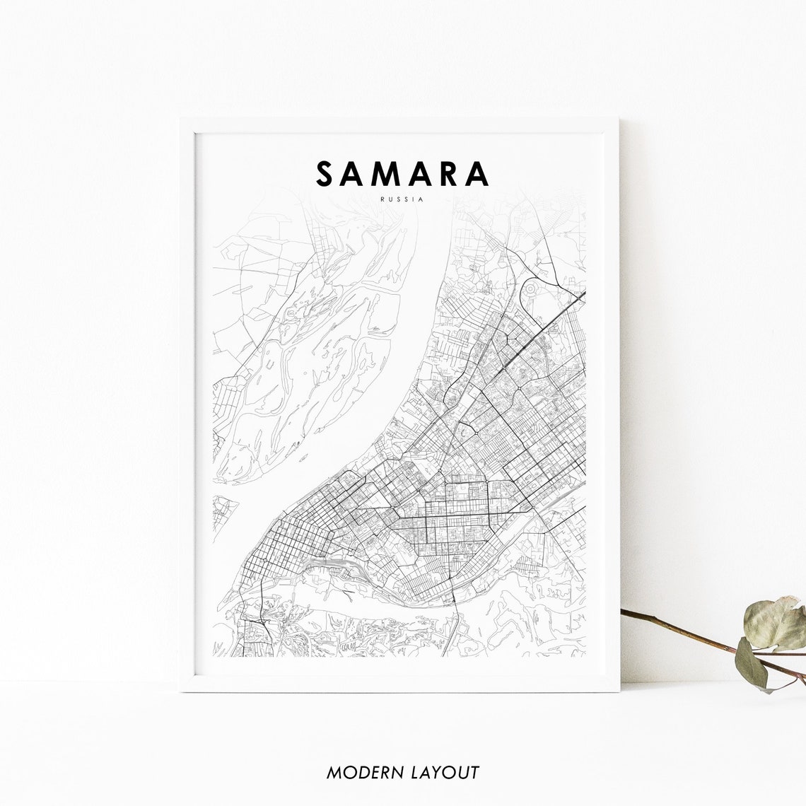 Samara Russia Minimalist City Street Map Modern Layout Poster