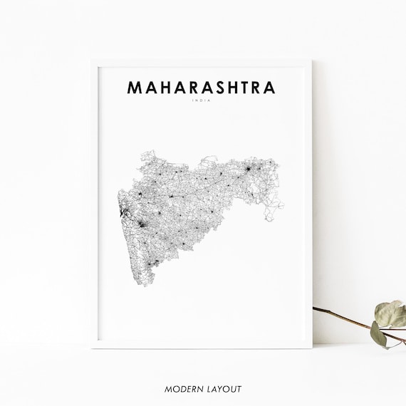 Maharashtra India State Road Map Minimalist Modern Travel Poster