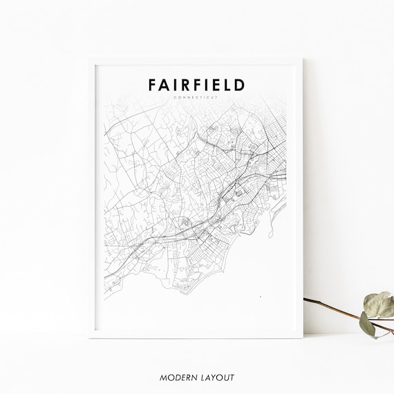 Fairfield Ct Map Print, Connecticut Nursery Wall Art