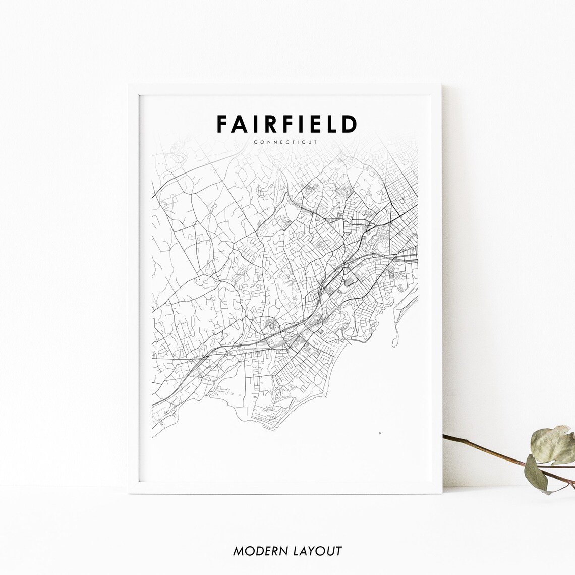 Fairfield Ct Map Print, Connecticut Nursery Wall Art