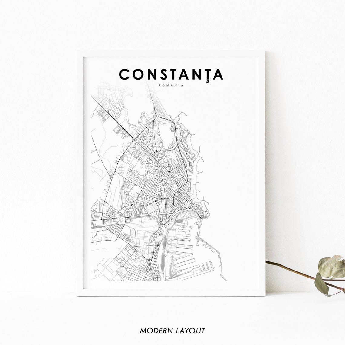 Constanta Romania Street Map Minimalist Black and White Poster
