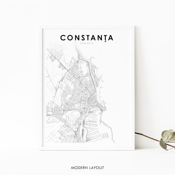 Constanta Romania Map Print Art Poster Constana Romnia City Street Road Nursery Room Wall Office Decor