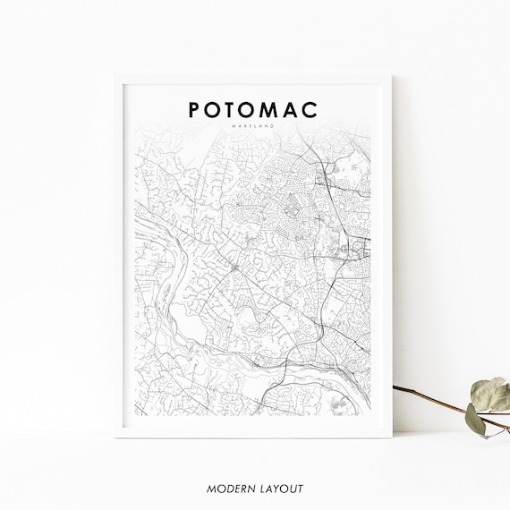 Potomac Md Map Print Maryland Usa Art Poster Montgomery City Road Street Nursery Room Wall Office Decor