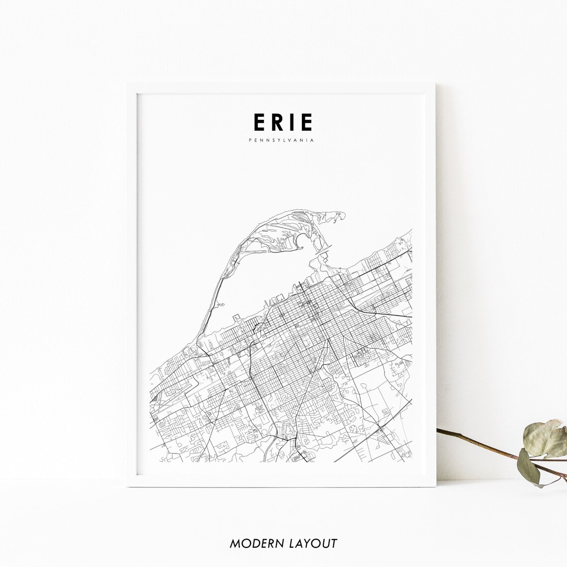 Erie, PA Map Print, Pennsylvania Travel Poster