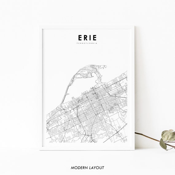 Erie, PA Map Print, Pennsylvania Travel Poster