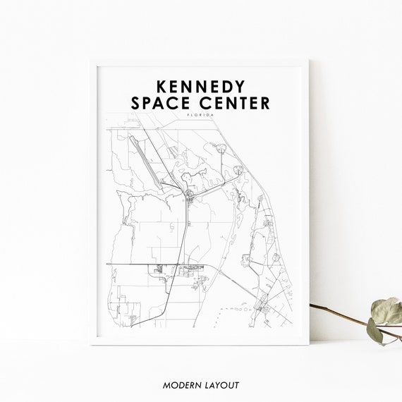 Kennedy Space Center Florida Map Art Poster