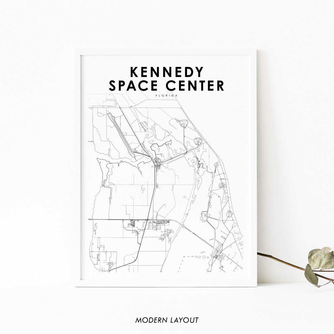 Kennedy Space Center Florida Map Art Poster