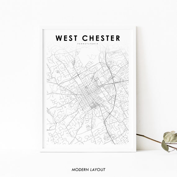 West Chester PA Map Print, Pennsylvania Travel Poster