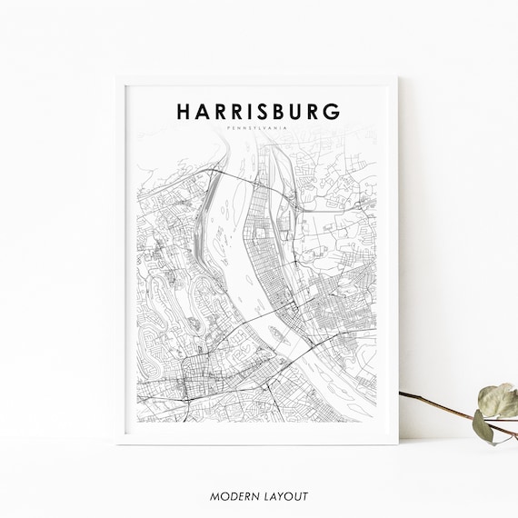 Harrisburg Pennsylvania City Street Map Modern Minimalist Art Poster