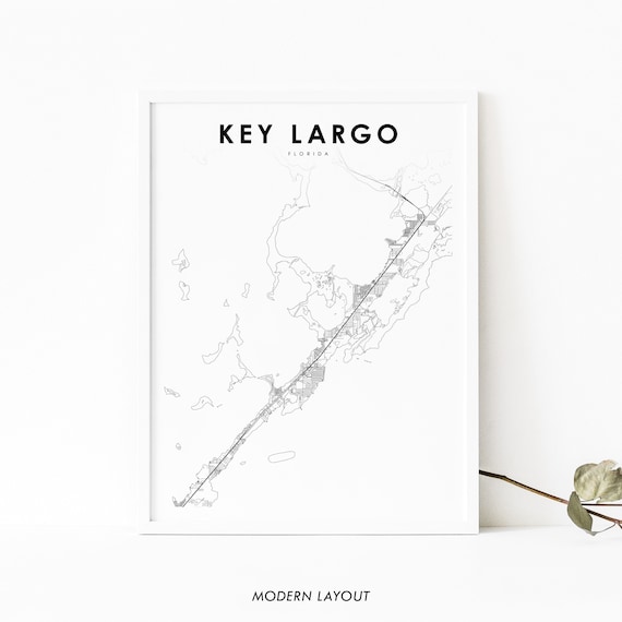 Key Largo Fl Map Print Florida Usa Art Poster Keys City Street Road Nursery Room Wall Office Decor
